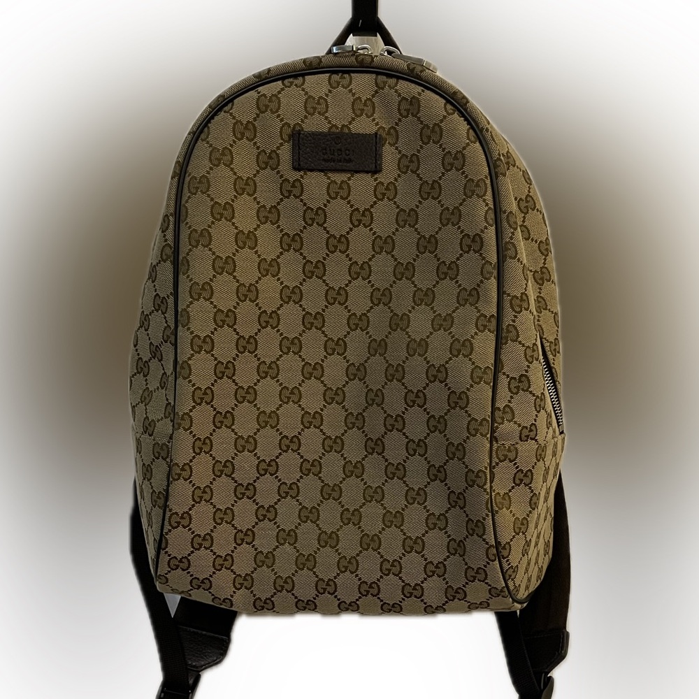 Gucci GG Logo Print Canvas Backpack